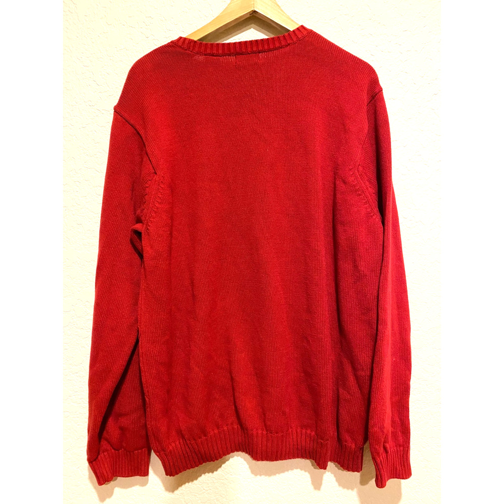 Vintage Izod Men's Red Knit Sweater Size XL Diamond Crest Preppy Holiday Festive - Picture 5 of 9
